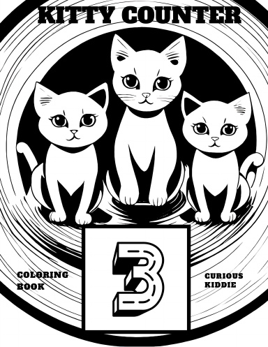 Black and White.Kitty Counter Educational Coloring Book Cover